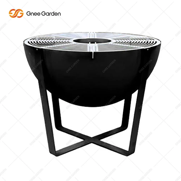 Corten Steel Large Semi-บาร์บีคิวเผาไม้ทรงกลม