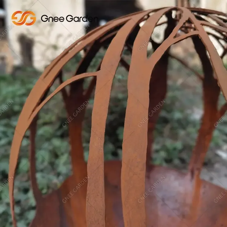 ทรงกลมไฟ Corten Steel Fire สำหรับการตกแต่งลาน