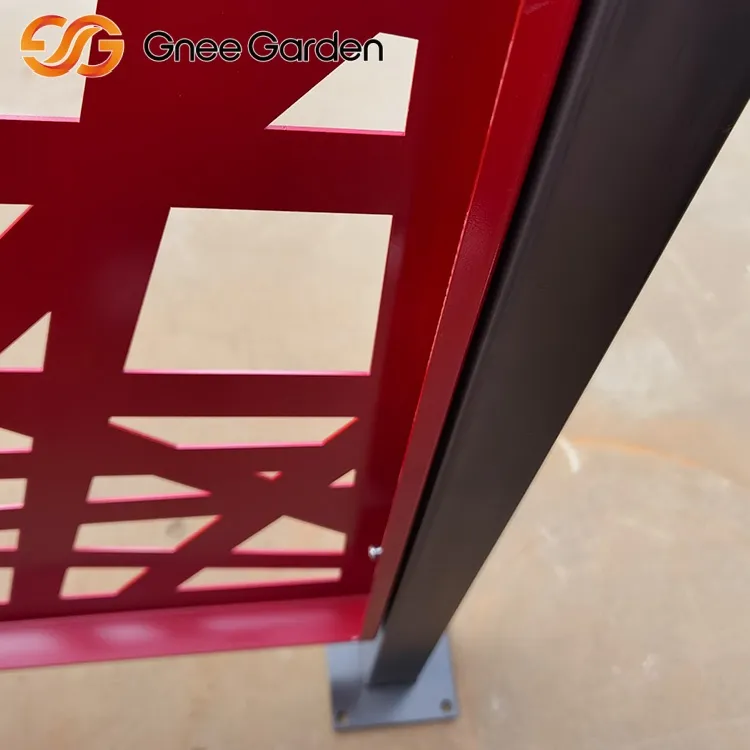 รั้วหน้าจอการออกแบบเรขาคณิตสีแดงที่ทันสมัย